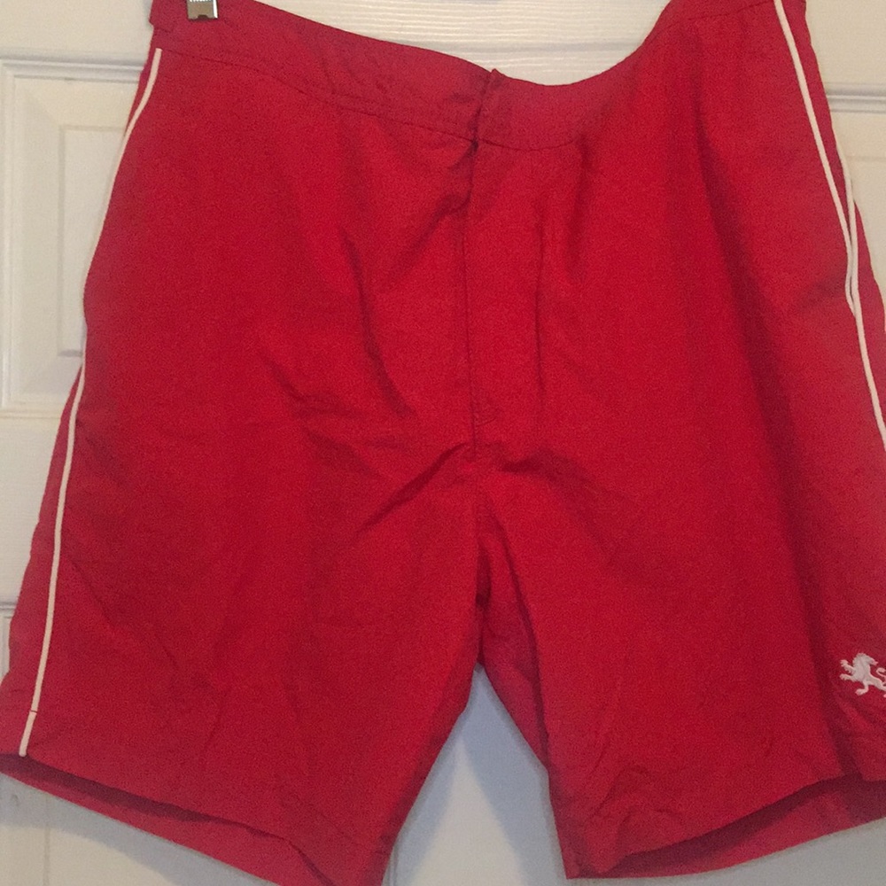 Red w/white piping Board shorts size 34